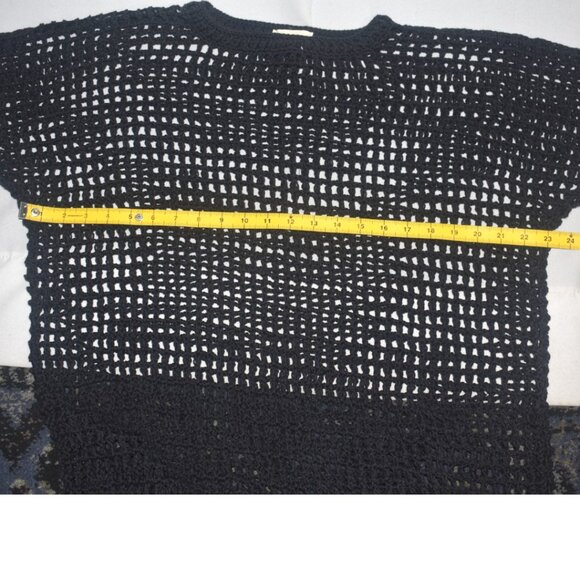 Honest Cotton Marie Black Crochet Coverup Open Weave Dress One Size - Picture 9 of 10